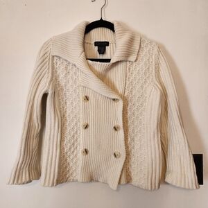Context Double Breasted Cream Cotton Y2K Sweater Size M